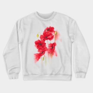 Red Poppies in Watercolour Crewneck Sweatshirt